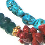 Strands of magnesite turquoise green onyx coral